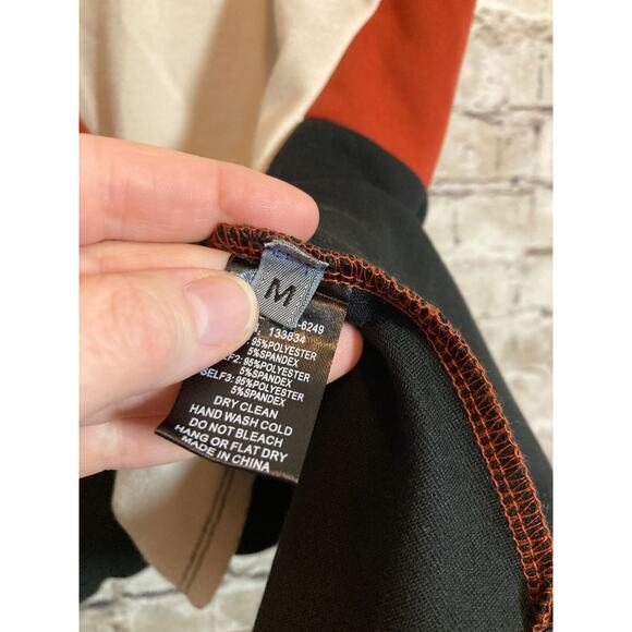 Wish Colorblock Dress Womens Medium Rust Orange A Line Retro Stretch Zip Up - Picture 3 of 14